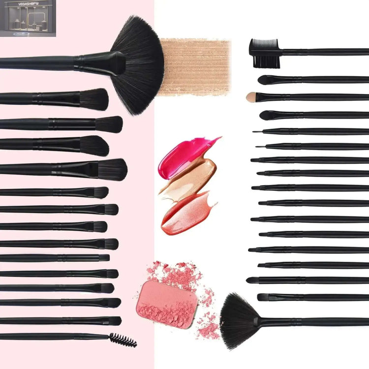 32 Makeup Brushes Set Makeup ToolsProduct information: Product Category: makeup brush Brush suit count: 32 count Brush hair material: Artificial fiber Brush Bag type: cloth bag Toothbrush handle material: wooden handle Toothbrush handle specification: por