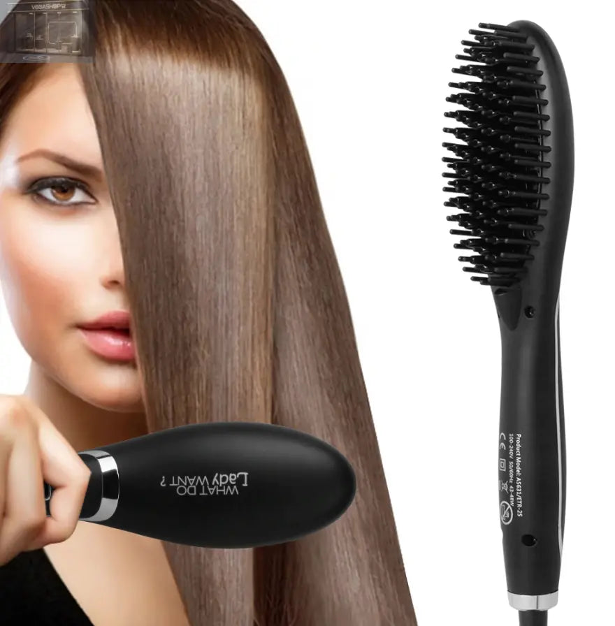 Ceramic Hair Straightening Brush VEGASHOP VEGASHOP Ceramic Hair Straightening Brush