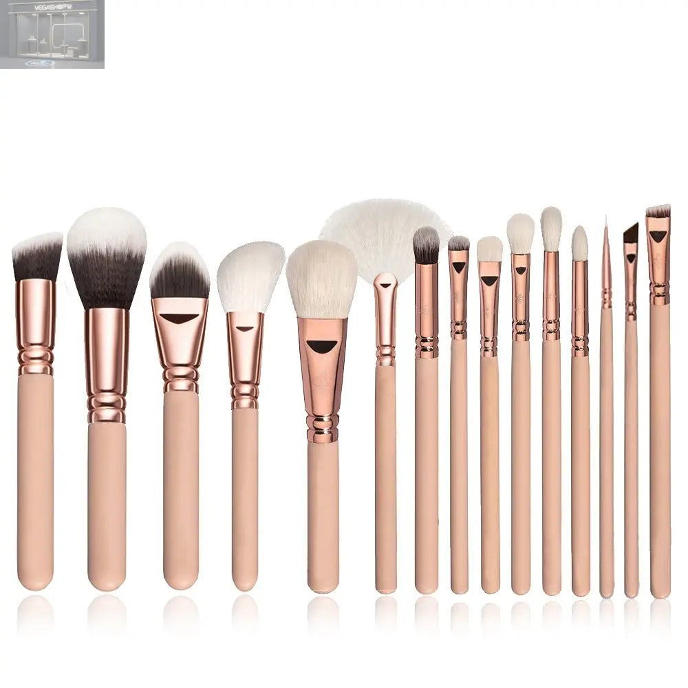 Makeup Brush Set Full Set Of Makeup ToolsOverview: 15 new foreign trade makeup brush set rose gold makeup brush set white full set of makeup tools Specification: Product Category: Makeup Brush Number of brushes: 15 Brush material: corrugated silk nylon wo