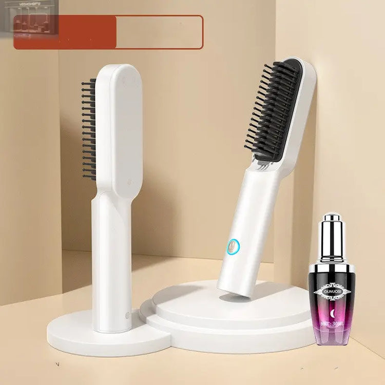 USB Portable Hot Air Comb Rechargable Professional Hair Dryer Brush 2 In1 Mini Hair Straightener Curler Brush Hair Styler VEGASHOP VEGASHOP USB Portable Hot Air Comb Rechargable Professional Hair Dryer Brush 2 In1 Mini Hair Straightener Curler Brush Hair Styler