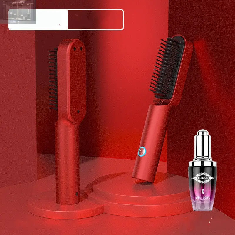 USB Portable Hot Air Comb Rechargable Professional Hair Dryer Brush 2 In1 Mini Hair Straightener Curler Brush Hair Styler VEGASHOP VEGASHOP USB Portable Hot Air Comb Rechargable Professional Hair Dryer Brush 2 In1 Mini Hair Straightener Curler Brush Hair Styler