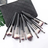15 Makeup Brushes Set Full Set Matte Black Makeup ToolsProduct information: Name: 15 Black Brush Set Size: 23/19/4cm Material: Nylon wool + wooden handle + PU Weight: 273g with bag/197g without bag Packing list: Cosmetic Brush* 15 Cosmetic bag * 1 Product