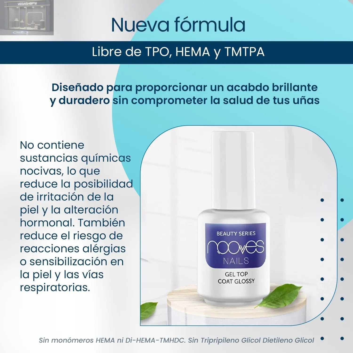 Gel Top Coat Glossy 15ml - Nooves Nails NOOVES NOOVES Gel Top Coat Glossy 15ml - Nooves Nails