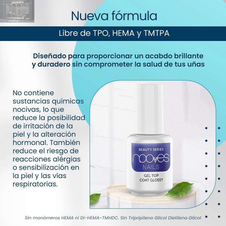 Gel Top Coat Glossy 15ml - Nooves Nails NOOVES NOOVES Gel Top Coat Glossy 15ml - Nooves Nails