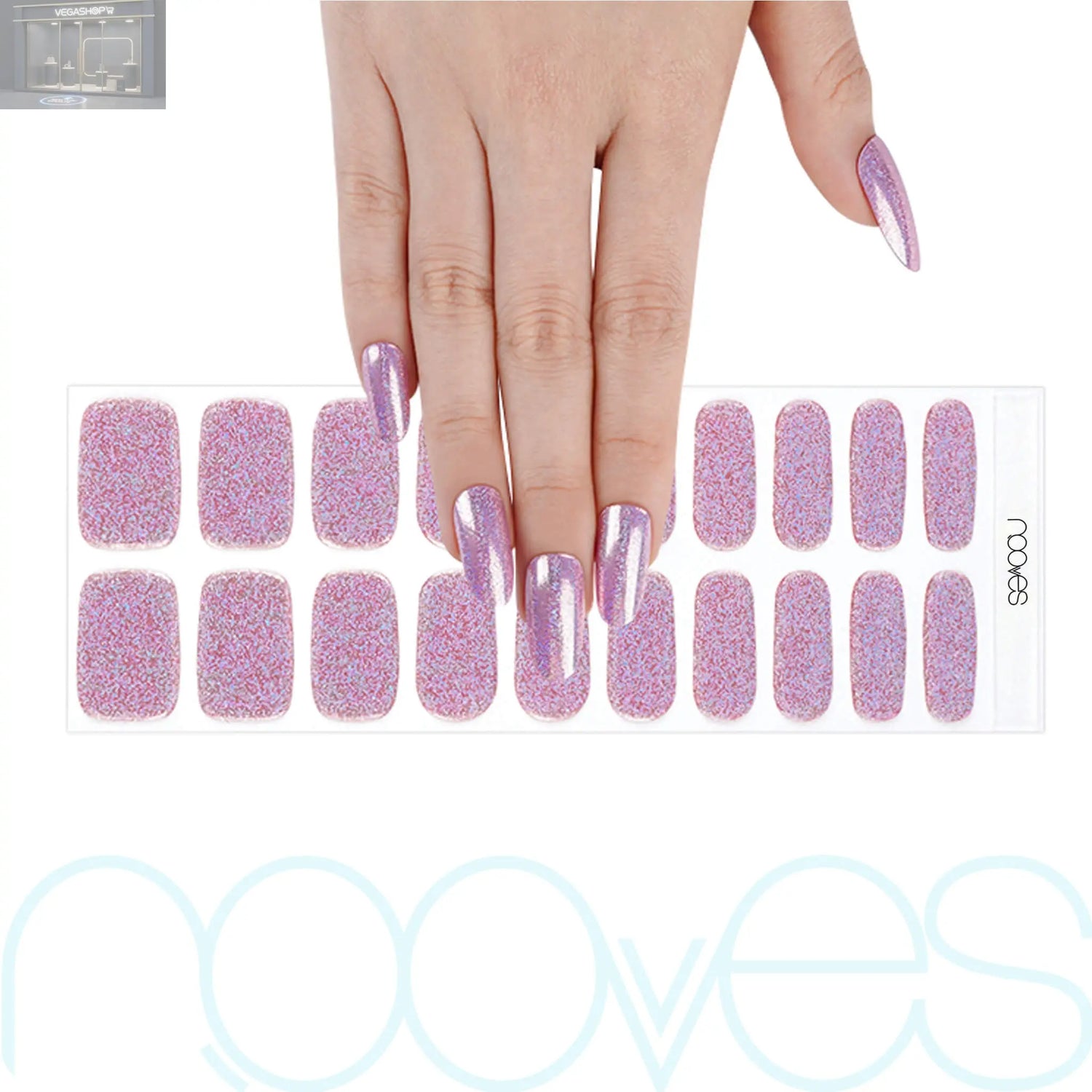 Láminas de Gel - Sparkling Pink - Nooves Nails NOOVES NOOVES Láminas de Gel - Sparkling Pink - Nooves Nails