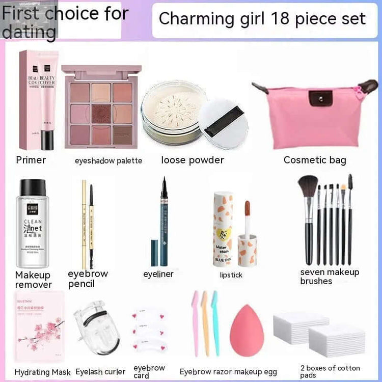 Cosmetics Suit Makeup Full SetProduct information: Color classification: Makeup Set [random three pieces] carefully, 40 sets of makeup [one set to solve the makeup problem], 32 sets of makeup [in order to get cosmetic bag], 25 sets of cosmetics [order cos