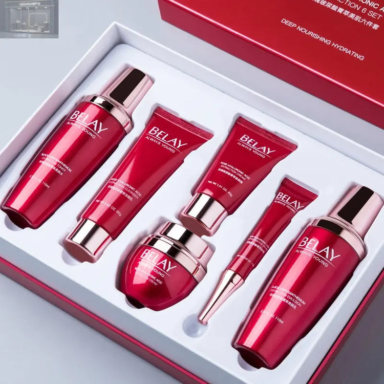 Beauty Salon Facial Care CosmeticsProduct information: Shelf life: 3 years Efficacy of cosmetics: moisturize and soften the skin Product specification: avocado hyaluronic acid activating 6-piece set, pomegranate 6-piece set Product name&specification: Pom