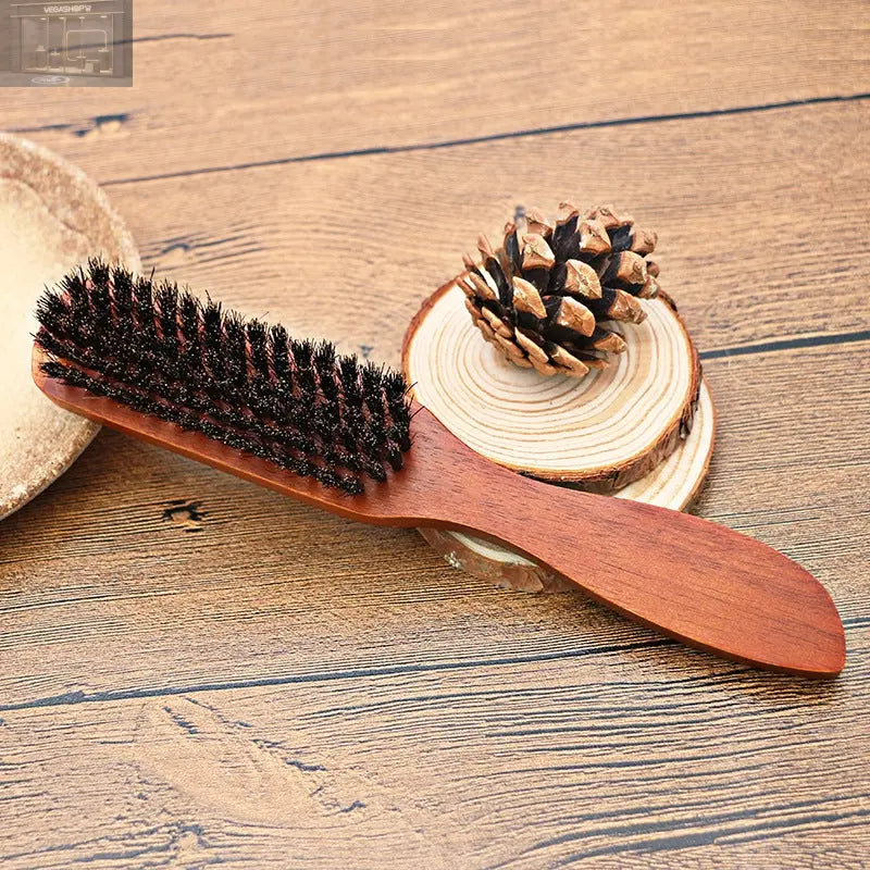 Wooden Handle Pig Bristle Brush Cleaning Broken Hair Brush Hair Salon Tool VEGASHOP VEGASHOP Wooden Handle Pig Bristle Brush Cleaning Broken Hair Brush Hair Salon Tool
